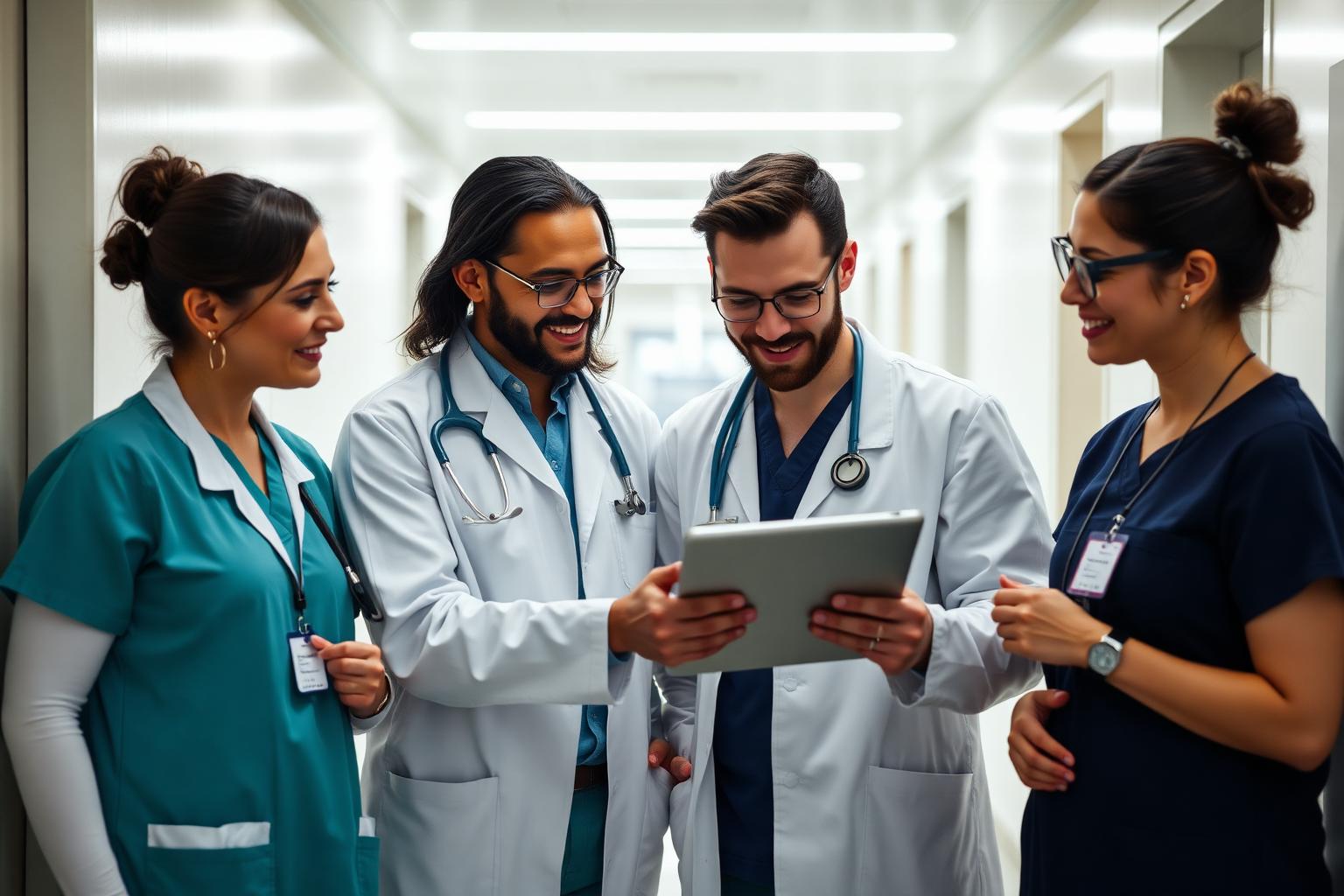Equipe hospitalar em piloto de solução healthtech dentro de hospital parceiro